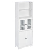 English Elm White Tall Storage Cabinet With Shelves and Doors For Bathroom, Kitchen and Living Room, Mdf Board