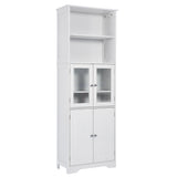 English Elm White Tall Storage Cabinet With Shelves and Doors For Bathroom, Kitchen and Living Room, Mdf Board