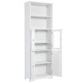 English Elm White Tall Storage Cabinet With Shelves and Doors For Bathroom, Kitchen and Living Room, Mdf Board