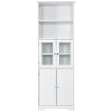 English Elm White Tall Storage Cabinet With Shelves and Doors For Bathroom, Kitchen and Living Room, Mdf Board