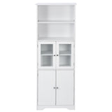 English Elm White Tall Storage Cabinet With Shelves and Doors For Bathroom, Kitchen and Living Room, Mdf Board