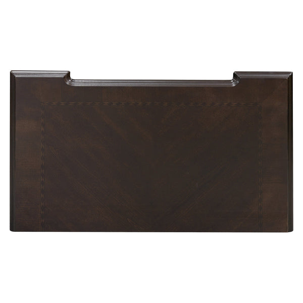 English Elm Traditional Catalonia Nightstand in Dark Cherry with Gold Tipping, 3 Drawers, Ornate Carvings & Bronze Hardware B01163511