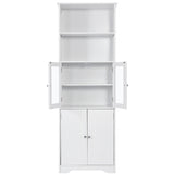 English Elm White Tall Storage Cabinet With Shelves and Doors For Bathroom, Kitchen and Living Room, Mdf Board