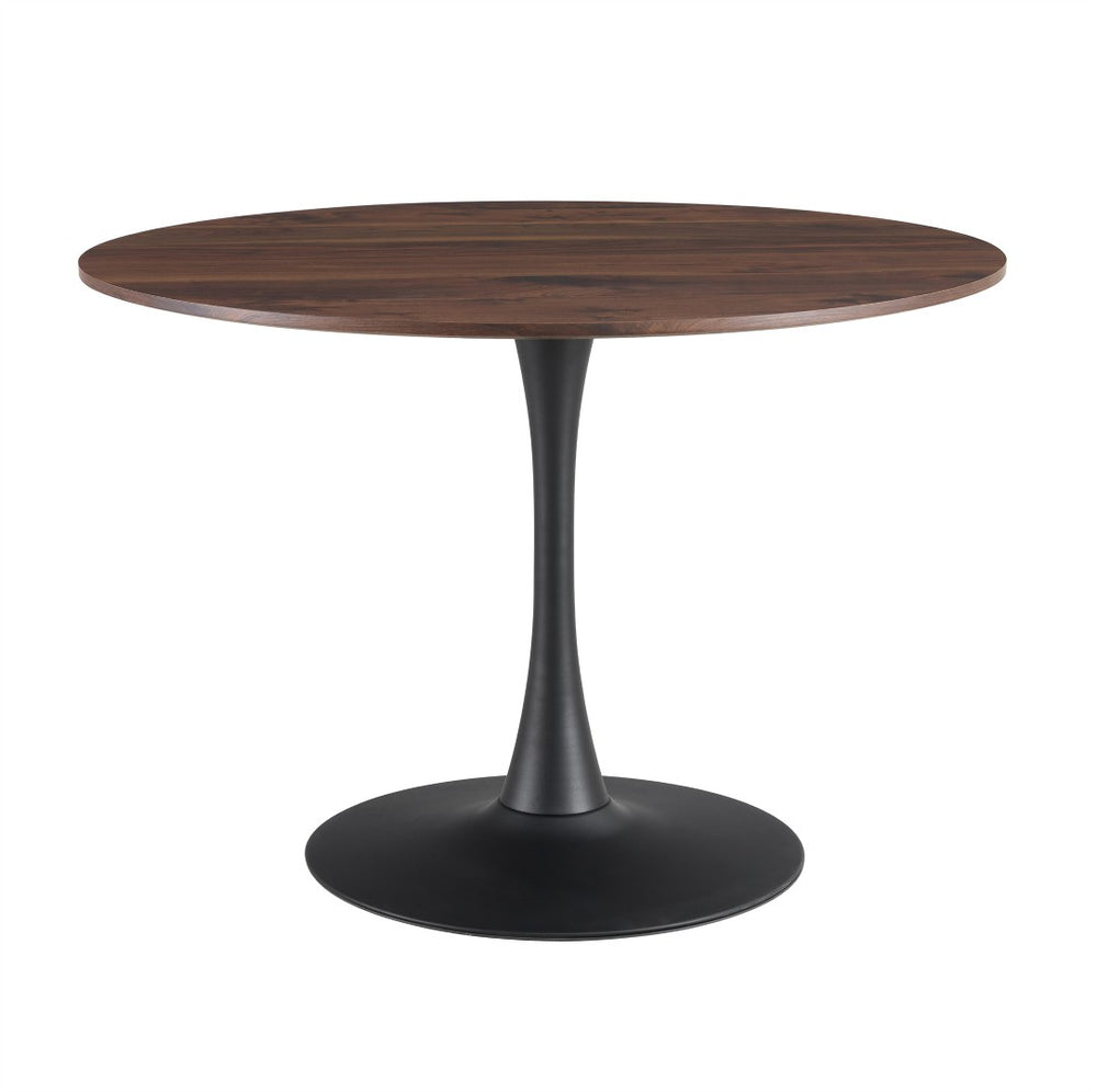 English Elm Tulip Round Pedestal Dining Table Marble Veneer Top Gold Base Mid-century Modern W370P190381
