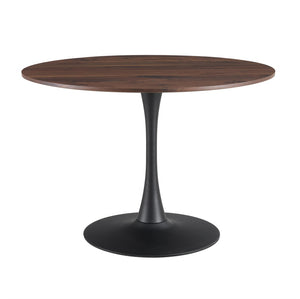 English Elm Tulip Round Pedestal Dining Table Marble Veneer Top Gold Base Mid-century Modern W370P190381