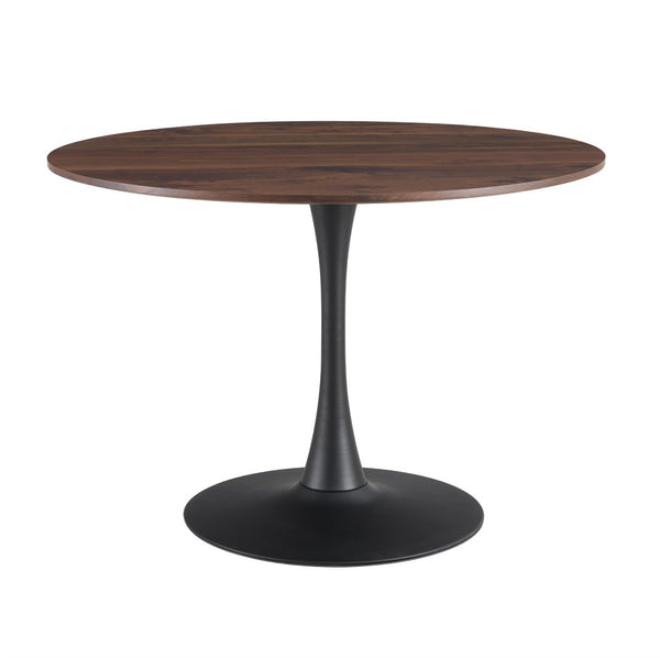 English Elm Tulip Round Pedestal Dining Table Marble Veneer Top Gold Base Mid-century Modern W370P190381