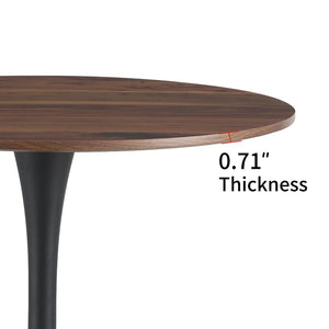 English Elm Tulip Round Pedestal Dining Table Marble Veneer Top Gold Base Mid-century Modern W370P190381
