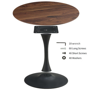 English Elm Tulip Round Pedestal Dining Table Marble Veneer Top Gold Base Mid-century Modern W370P190381