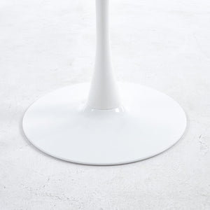 English Elm Tulip Round Dining Table with Marble Look Mdf Top and Pedestal Base for Modern Spaces W23457399