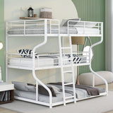 Hearth and Haven Aspire Full XL over Twin XL over Queen Size Triple Bunk Bed with Long and Short Ladder, White GX000619AAK