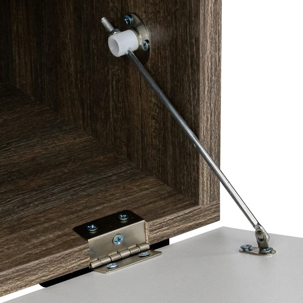 English Elm 20 Modern Brown TV Stand with Toughened Glass Shelf, LED Color Lights, Brand Hardware, Adjustable Feet W67943610