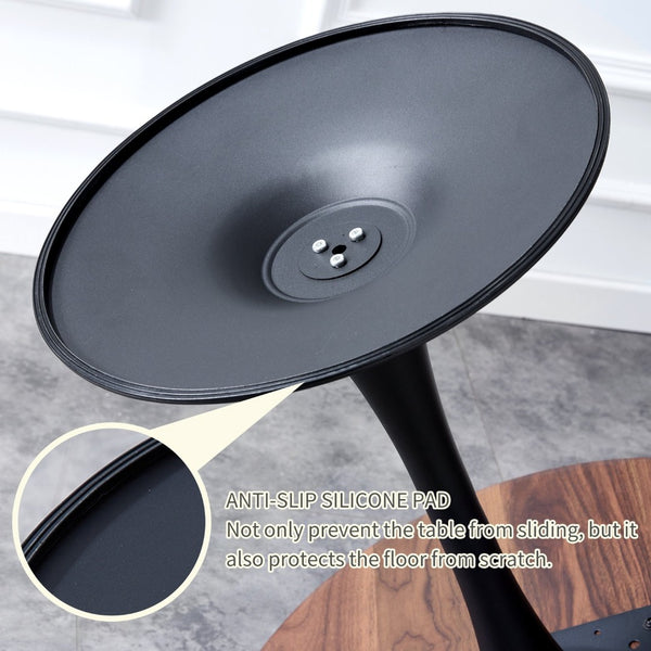 English Elm Tulip Round Pedestal Dining Table Marble Veneer Top Gold Base Mid-century Modern W370P190381