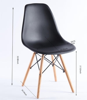 English Elm Black Polypropylene Dining Chairs Set of 4 with Wood Legs for Modern Kitchen W23457407