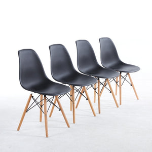 English Elm Black Polypropylene Dining Chairs Set of 4 with Wood Legs for Modern Kitchen W23457407
