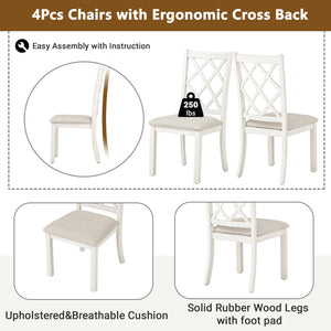 English Elm TOPMAX Mid-Century 5-Piece Round Dining Set for 4 — Walnut Table, Beige Upholstered Cross-Back Chairs SH000226AAD