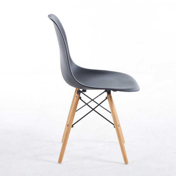 English Elm Black Polypropylene Dining Chairs Set of 4 with Wood Legs for Modern Kitchen W23457407