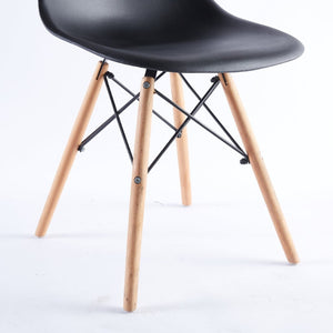 English Elm Black Polypropylene Dining Chairs Set of 4 with Wood Legs for Modern Kitchen W23457407