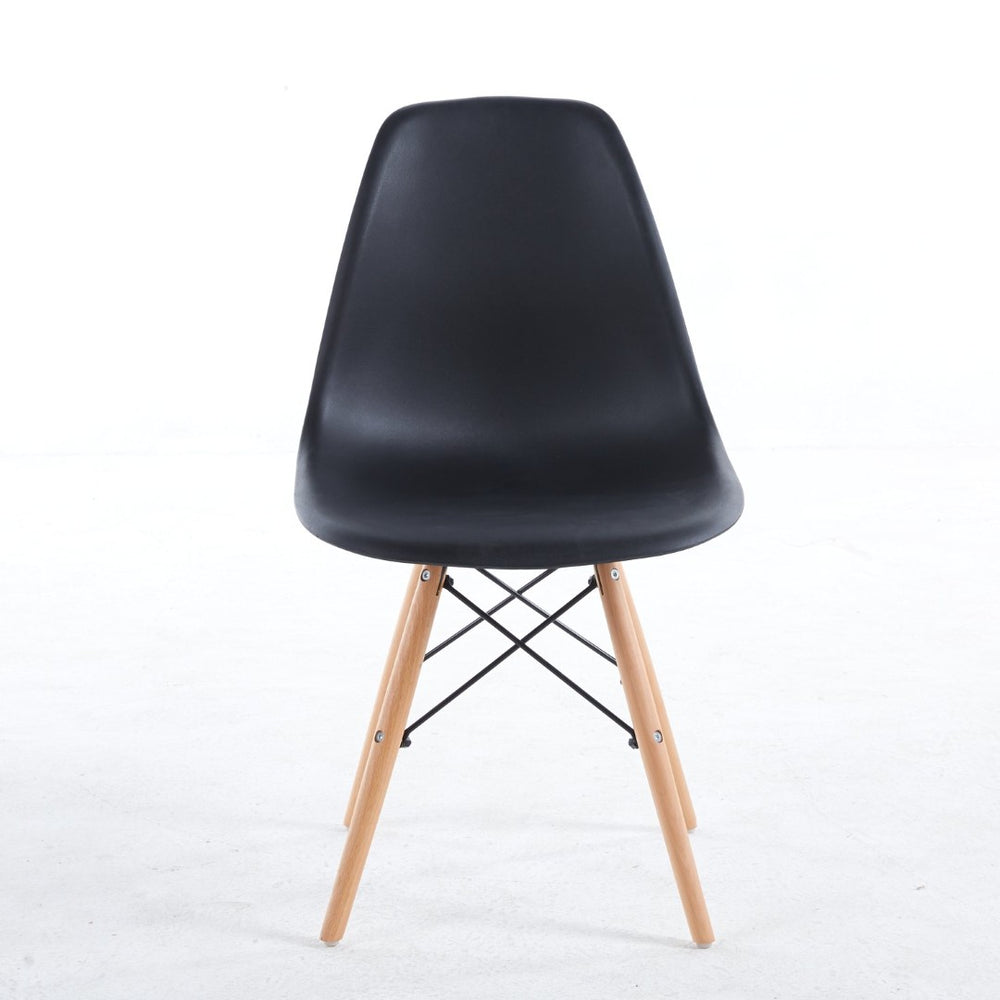 English Elm Black Polypropylene Dining Chairs Set of 4 with Wood Legs for Modern Kitchen W23457407