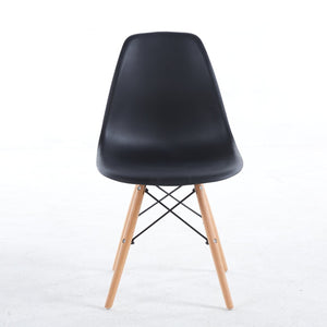 English Elm Black Polypropylene Dining Chairs Set of 4 with Wood Legs for Modern Kitchen W23457407