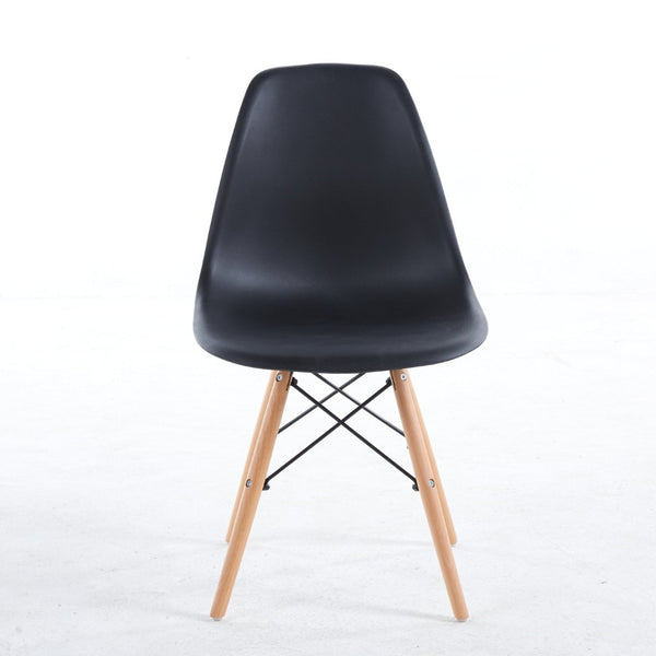 English Elm Black Polypropylene Dining Chairs Set of 4 with Wood Legs for Modern Kitchen W23457407