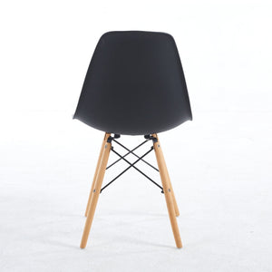 English Elm Black Polypropylene Dining Chairs Set of 4 with Wood Legs for Modern Kitchen W23457407