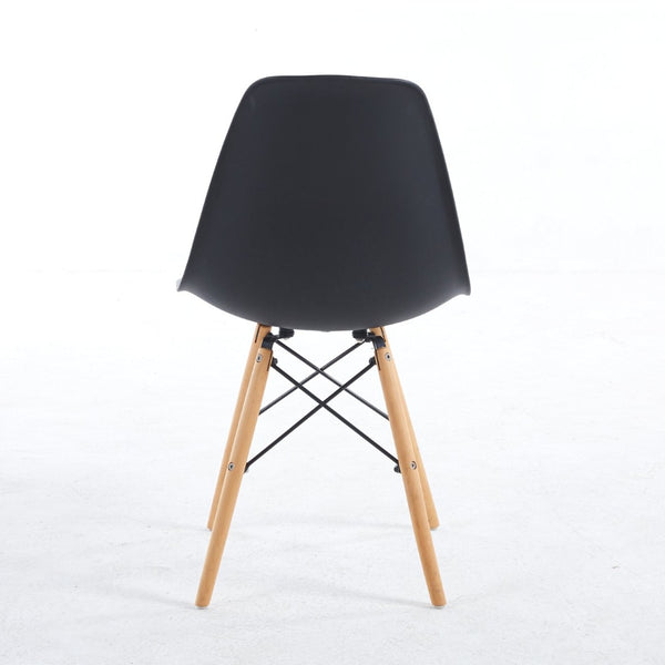 English Elm Black Polypropylene Dining Chairs Set of 4 with Wood Legs for Modern Kitchen W23457407