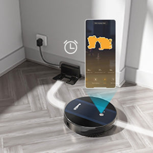 English Elm Geek Smart Slim Robot Vacuum with App Control Auto Charging and 1800pa Suction Power W100263726