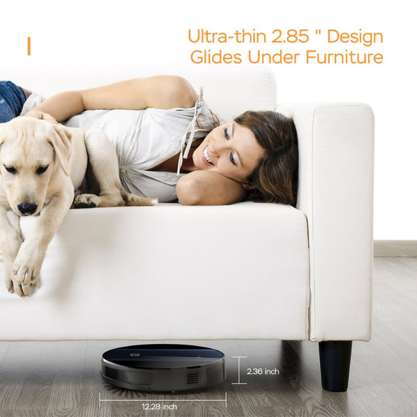 English Elm Geek Smart Slim Robot Vacuum with App Control Auto Charging and 1800pa Suction Power W100263726