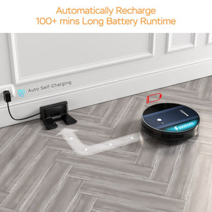 English Elm Geek Smart Slim Robot Vacuum with App Control Auto Charging and 1800pa Suction Power W100263726