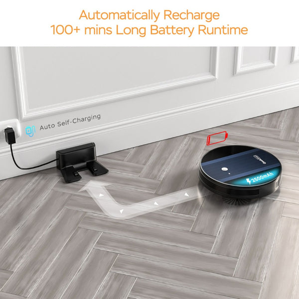 English Elm Geek Smart Slim Robot Vacuum with App Control Auto Charging and 1800pa Suction Power W100263726