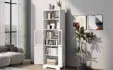 English Elm White Tall Storage Cabinet With Shelves and Doors For Bathroom, Kitchen and Living Room, Mdf Board