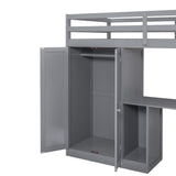 Hearth and Haven Zenithara Twin-Size Loft Bed with Wardrobe, Desk, and Storage Staircase, Grey GX000318AAE