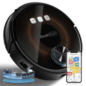 English Elm Geek Smart Slim Robot Vacuum with App Control Auto Charging and 1800pa Suction Power W100263725