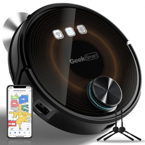 English Elm Geek Smart Slim Robot Vacuum with App Control Auto Charging and 1800pa Suction Power W100263725