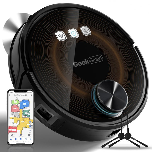 English Elm Geek Smart Slim Robot Vacuum with App Control Auto Charging and 1800pa Suction Power W100263725