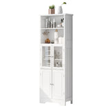 English Elm White Tall Storage Cabinet With Shelves and Doors For Bathroom, Kitchen and Living Room, Mdf Board