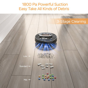 English Elm Geek Smart Slim Robot Vacuum with App Control Auto Charging and 1800pa Suction Power W100263726