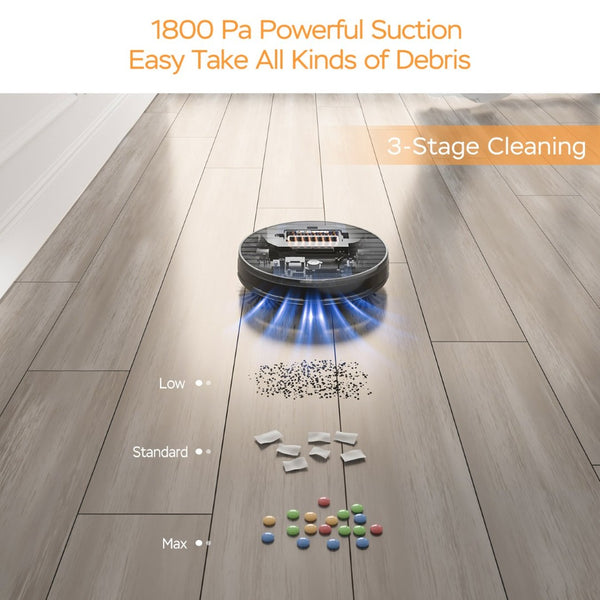 English Elm Geek Smart Slim Robot Vacuum with App Control Auto Charging and 1800pa Suction Power W100263726