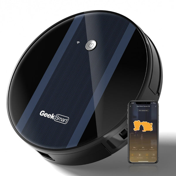 English Elm Geek Smart Slim Robot Vacuum with App Control Auto Charging and 1800pa Suction Power W100263726