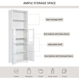 English Elm White Tall Storage Cabinet With Shelves and Doors For Bathroom, Kitchen and Living Room, Mdf Board