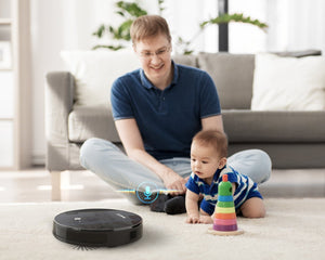 English Elm Geek Smart Slim Robot Vacuum with App Control Auto Charging and 1800pa Suction Power W100263726