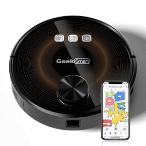 English Elm Geek Smart Slim Robot Vacuum with App Control Auto Charging and 1800pa Suction Power W100263725