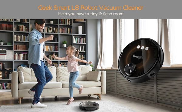 English Elm Geek Smart Slim Robot Vacuum with App Control Auto Charging and 1800pa Suction Power W100263725