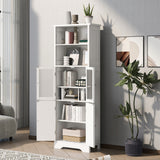 Modern Tall Storage Cabinet with Adjustable Shelves, Waterproof Surface & Anti-Toppling Device - Ideal for Bathroom, Kitchen, Living Room - Easy Assembly Included - 22.60 x 11.20 x 64.00