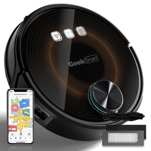 English Elm Geek Smart Slim Robot Vacuum with App Control Auto Charging and 1800pa Suction Power W100263725