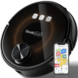 English Elm Geek Smart Slim Robot Vacuum with App Control Auto Charging and 1800pa Suction Power W100263725