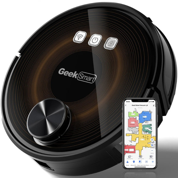 English Elm Geek Smart Slim Robot Vacuum with App Control Auto Charging and 1800pa Suction Power W100263725