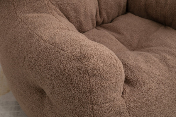 English Elm 010-soft Teddy Upholstered Bean Bag with Memory Foam Fill for Lounge Seating W52753861