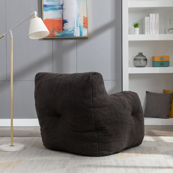 English Elm 010-soft Teddy Upholstered Bean Bag with Memory Foam Fill for Lounge Seating W52753862