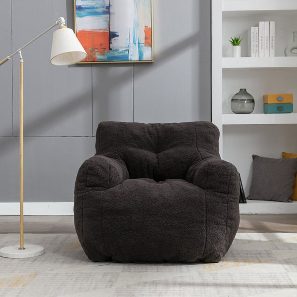 English Elm 010-soft Teddy Upholstered Bean Bag with Memory Foam Fill for Lounge Seating W52753862